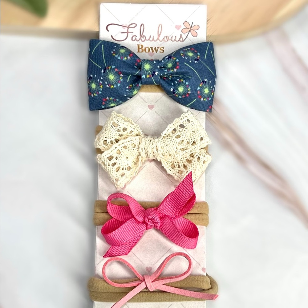Kids Hair Accessory Set - Blue, Cream, Pink, Tan